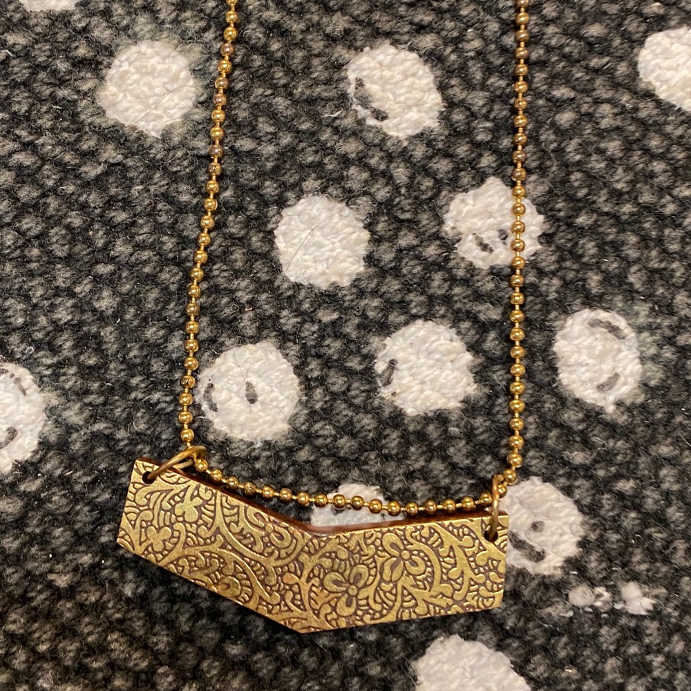 Matr Boomie Wood Gold Chevron Necklace
